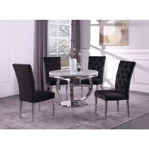 English Elm Modern Velvet Upholstered Dining Chairs Set Of 2 - Chic Chrome Legs, Tufted Comfort For Dining Spaces B011P353106