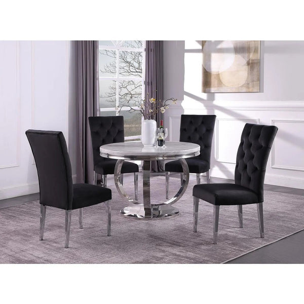 English Elm Modern Velvet Upholstered Dining Chairs Set Of 2 - Chic Chrome Legs, Tufted Comfort For Dining Spaces B011P353106