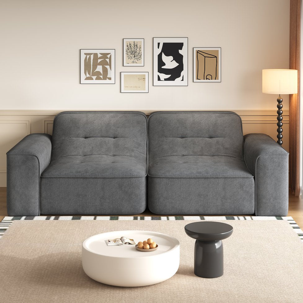 English Elm 83.6" Modern Modular Sectional Sofa with Tufted Sparkling Chenille, Deep Seat Comfort for Living Room Grey W3219P365496