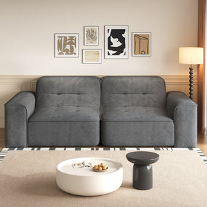 English Elm 83.6" Modern Modular Sectional Sofa with Tufted Sparkling Chenille, Deep Seat Comfort for Living Room Grey W3219P365496