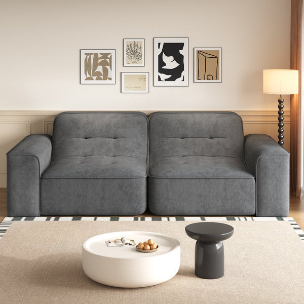 English Elm 83.6" Modern Modular Sectional Sofa with Tufted Sparkling Chenille, Deep Seat Comfort for Living Room Grey W3219P365496
