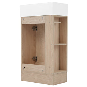 English Elm 18.6" Bathroom Vanity with Sink and Ceramic Top, MDF Cabinet with Door, TP Holder & Shelf Natural N725P212181N