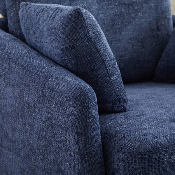 English Elm 40.55"w Oversized Round Swivel Accent Chair Chenille Upholstered Cozy Club Lounge Seating Navy W1298P248774