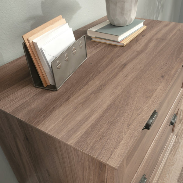 English Elm Lateral File Cabinet In Warm Brown Finish - Durable, Smooth-Gliding Drawers For Organized Workspaces B356P402598