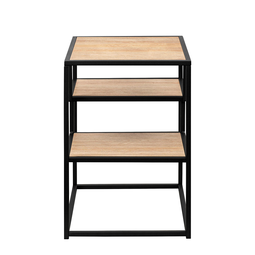 English Elm Walker Edison - Modern Minimal Floating Shelf Side Table Coastal Oak - Sleek MDF & Steel Two-Tier Display, Warp-Resistant Laminate, Easy Assembly B185P168941