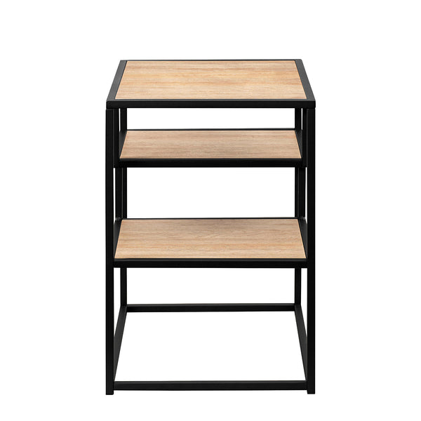 English Elm Walker Edison - Modern Minimal Floating Shelf Side Table Coastal Oak - Sleek MDF & Steel Two-Tier Display, Warp-Resistant Laminate, Easy Assembly B185P168941