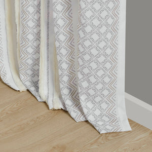 English Elm 2Pk Elegant Tufted Stripe Curtain Panels - White/Taupe, 50X95", Light Filtering & Machine Washable B035P268154