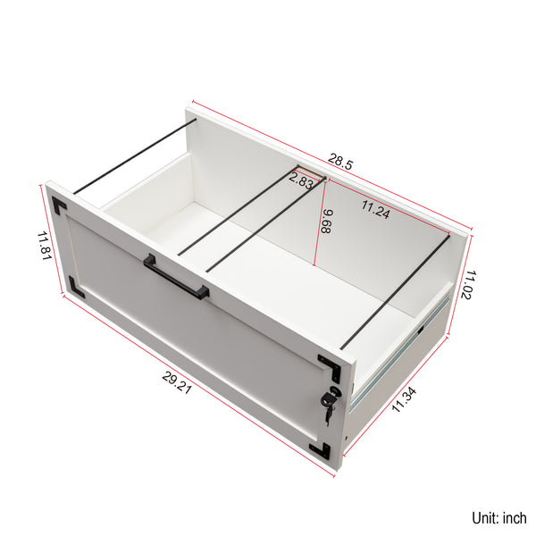 English Elm 2 Drawer Farmhouse File Cabinet with Lock for Home Office – Rustic Charm, Secure Storage, Spacious Organization White W331P272379