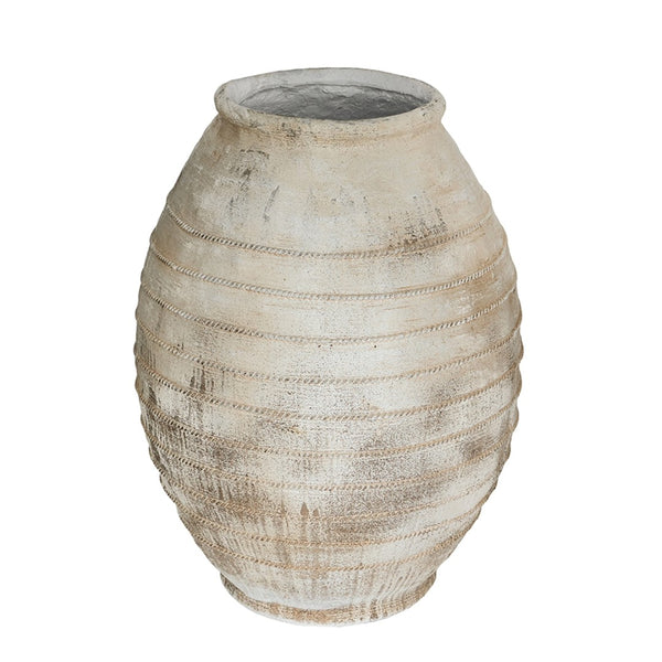 English Elm 22.4x22.4x30.5" Magnesium Floor Planter Ridged Pottery Style Weathered White Finish W2078P495285