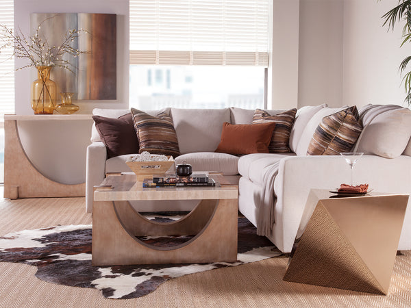 Lexington Artistica Home Impresario Console Table – Elegant Italian Silver Travertine Top With Mahogany Base, Signature Design Silver Leaf Wood 2060-966