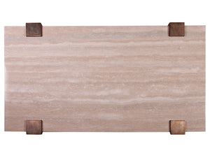 Lexington Artistica Home Impresario Stunning Rectangular Cocktail Table With Silver Travertine Top And Warm Silver Leaf Base Silver Leaf Wood 2060-945