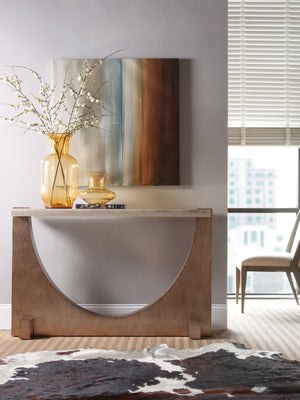 Lexington Artistica Home Impresario Console Table – Elegant Italian Silver Travertine Top With Mahogany Base, Signature Design Silver Leaf Wood 2060-966