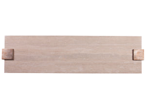 Lexington Artistica Home Impresario Console Table – Elegant Italian Silver Travertine Top With Mahogany Base, Signature Design Silver Leaf Wood 2060-966