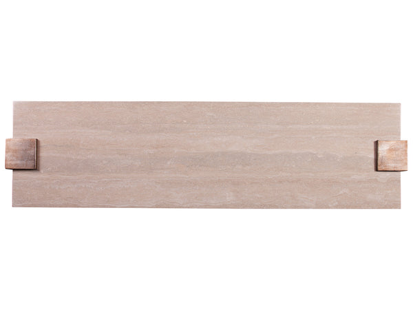 Lexington Artistica Home Impresario Console Table – Elegant Italian Silver Travertine Top With Mahogany Base, Signature Design Silver Leaf Wood 2060-966