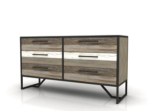 Lh Imports Metro Havana 6 Drawer Dresser - Rustic Acacia Wood With Unique Textures For Stylish Home Storage Brown,White Solid Acacia,Iron,Mdf,Acacia Veneer Mhb006