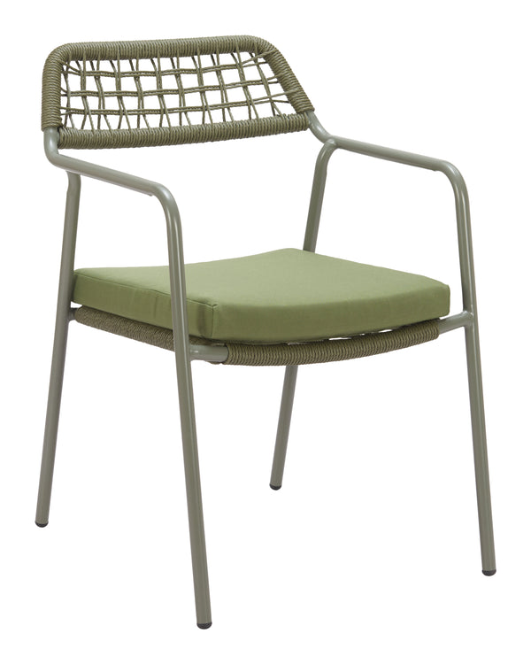 Zuo Modern Rio Dining Chair Set Of 2 - Modern Design With Durable Outdoor Fabric And Stylish Rattan Weave Green 100% Olefin,Steel,100% Polyethylene 704167-zuo-modern