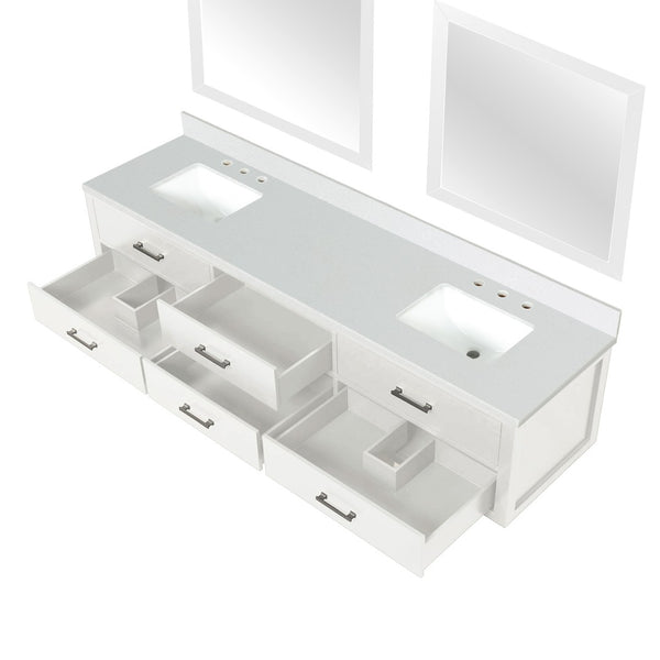 English Elm White Double Bath Vanity Set With White Quartz Top & Two 36" Mirrors – Elegant, Spacious Design B2731S01587-GIGA