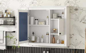 English Elm 32'' Modern Medicine Cabinet with Mirror, Wall-Mounted 3-Shelf Bathroom Storage, White MDF Finish N710P252505K