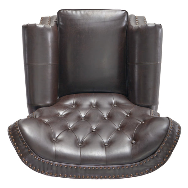 English Elm Push Recliner with Tufted Back Nailhead Trim and Turned Legs for Refined Living 57337.00PU