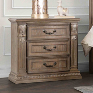 English Elm Luxurious Weathered Oak Nightstand 31"W x 18"D x 30"H Vintage Curved Moldings Rustic Bedroom Charm B2741P406855