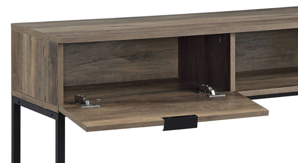 English Elm Rustic Oak And Black Writing Desk - Compact Industrial Design With Drawer And Shelf For Small Spaces B062P209209-GIGA