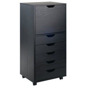 Winsome Wood Halifax 5-drawer Mobile Storage Cabinet On Wheels - Versatile Organizer For Home, Office & Crafts Black Composite Wood 20616-winsome-wood