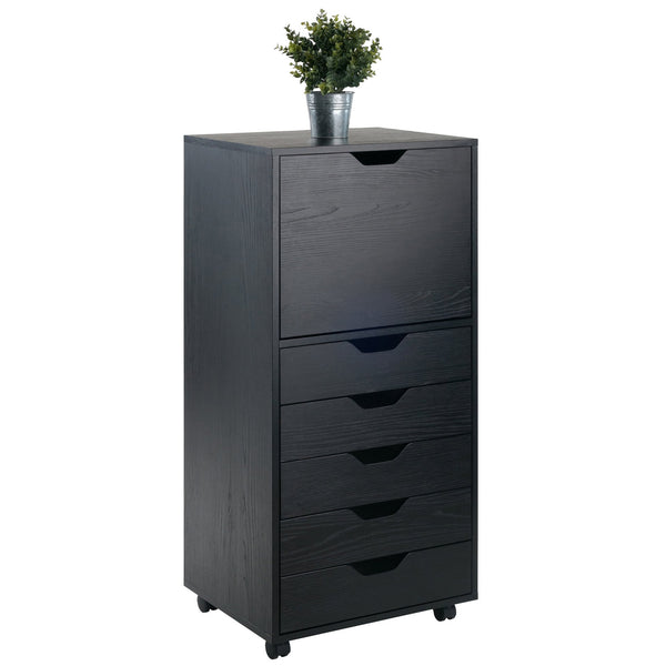 Winsome Wood Halifax 5-drawer Mobile Storage Cabinet On Wheels - Versatile Organizer For Home, Office & Crafts Black Composite Wood 20616-winsome-wood