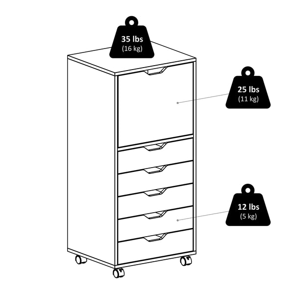 Winsome Wood Halifax 5-drawer Mobile Storage Cabinet On Wheels - Versatile Organizer For Home, Office & Crafts Black Composite Wood 20616-winsome-wood