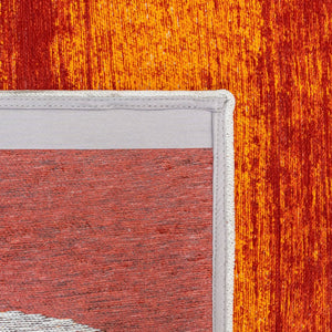 Louis de Poortere Craft Collection Brush Stroke Abstract Area Rug Bold Linework for Modern Living Spaces Orange 4'7 x 6'7 119634