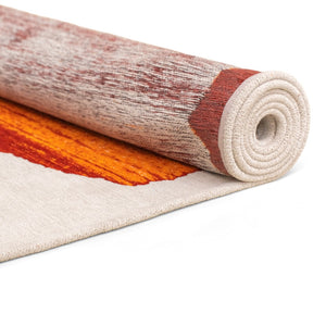 Louis de Poortere Craft Collection Brush Stroke Abstract Area Rug Bold Linework for Modern Living Spaces Orange 4'7 x 6'7 119634