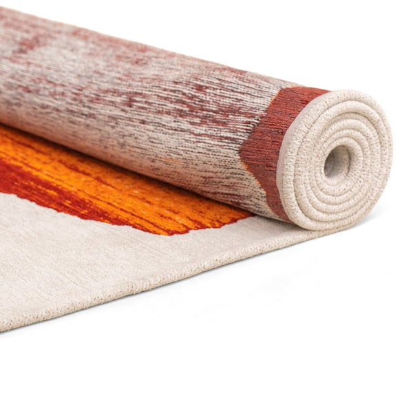 Louis de Poortere Craft Collection Brush Stroke Abstract Area Rug Bold Linework for Modern Living Spaces Orange 4'7 x 6'7 119634