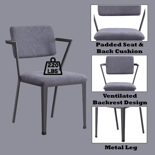 English Elm Cargo Industrial High-Back Office Chair with Padded Fabric Seat, Metal Frame and Open Back Design Gray,Gunmetal 32 L x 24 W x 26.5 H B2726P288773