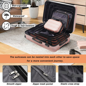 English Elm Hardshell Abs Four Piece Luggage Set with Spinner Wheels and Tsa Lock for Travel N730P368200M