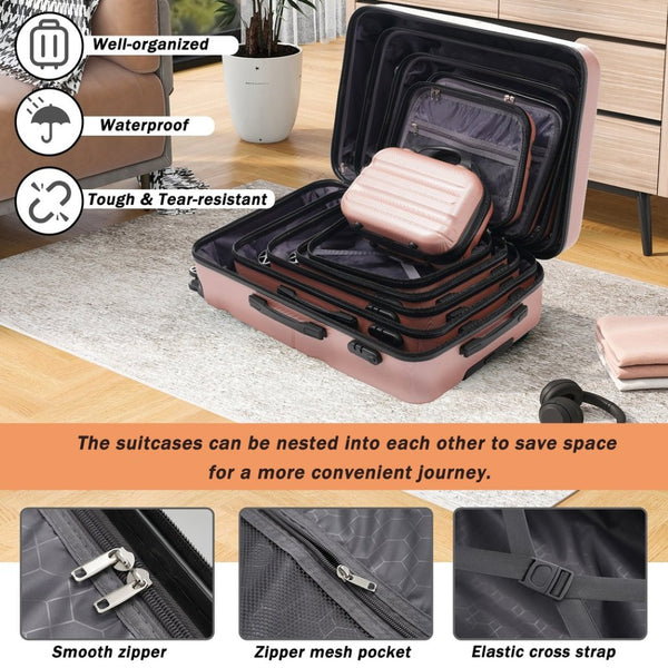 English Elm Hardshell Abs Four Piece Luggage Set with Spinner Wheels and Tsa Lock for Travel N730P368200M