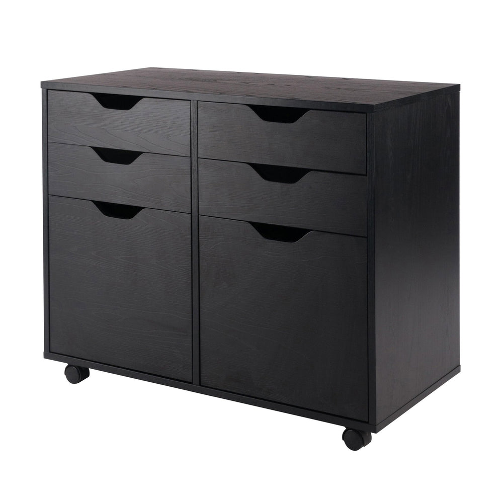 Winsome Wood Halifax Mobile Storage Cabinet - 2-door, 4-drawer Organizer For Home-office & Craft Supplies, Black Black Composite Wood 20622-winsome-wood