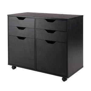 Winsome Wood Halifax Mobile Storage Cabinet - 2-door, 4-drawer Organizer For Home-office & Craft Supplies, Black Black Composite Wood 20622-winsome-wood