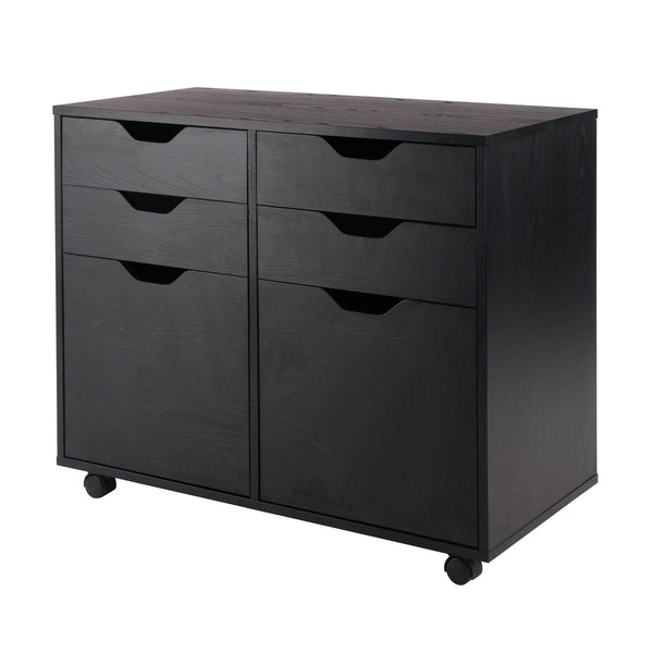 Winsome Wood Halifax Mobile Storage Cabinet - 2-door, 4-drawer Organizer For Home-office & Craft Supplies, Black Black Composite Wood 20622-winsome-wood