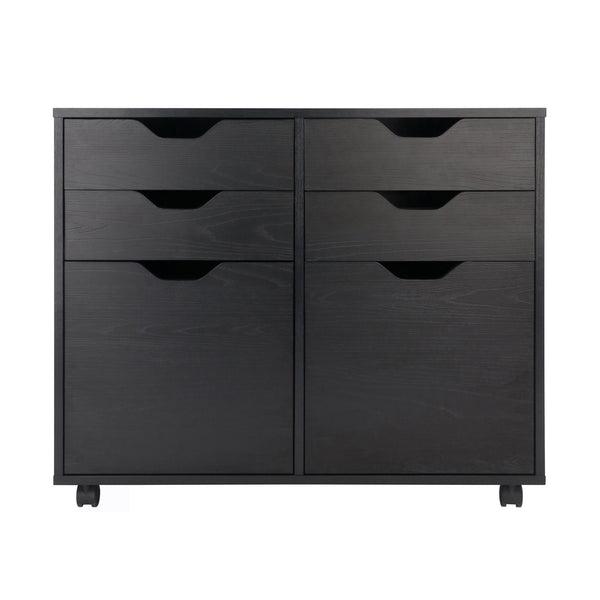 Winsome Wood Halifax Mobile Storage Cabinet - 2-door, 4-drawer Organizer For Home-office & Craft Supplies, Black Black Composite Wood 20622-winsome-wood