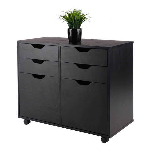 Winsome Wood Halifax Mobile Storage Cabinet - 2-door, 4-drawer Organizer For Home-office & Craft Supplies, Black Black Composite Wood 20622-winsome-wood