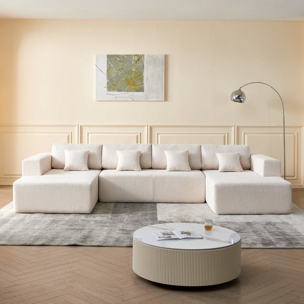 English Elm Reversible Corduroy U-Shaped Sectional Sofa - Plush Comfort For Modern Living Rooms! W1765S00118-GIGA