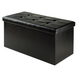 Winsome Wood Ashford Multi-functional Storage Ottoman In Black Faux Leather - Stylish Seating & Organizer Black Polyurethane 20627-winsome-wood