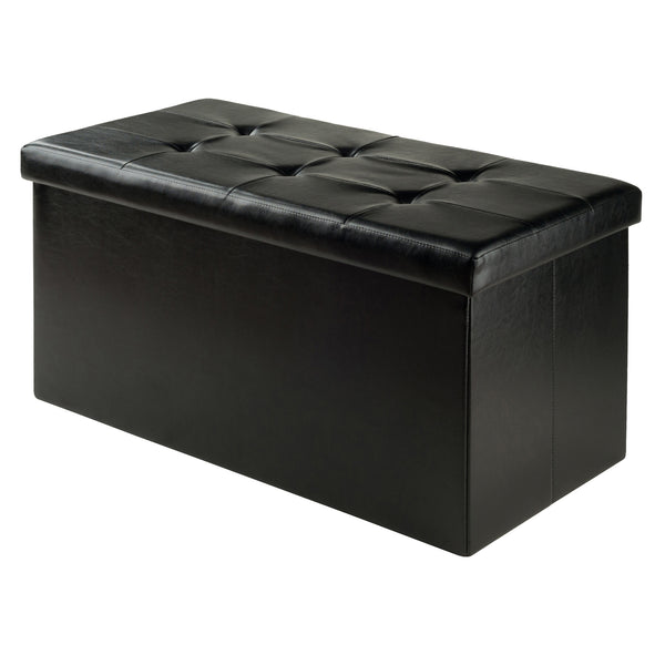 Winsome Wood Ashford Multi-functional Storage Ottoman In Black Faux Leather - Stylish Seating & Organizer Black Polyurethane 20627-winsome-wood