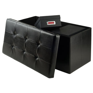 Winsome Wood Ashford Multi-functional Storage Ottoman In Black Faux Leather - Stylish Seating & Organizer Black Polyurethane 20627-winsome-wood