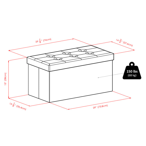 Winsome Wood Ashford Multi-functional Storage Ottoman In Black Faux Leather - Stylish Seating & Organizer Black Polyurethane 20627-winsome-wood