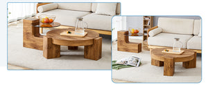 English Elm The detachable double-decker coffee table — Wood MDF, quick 10–15 min assembly, anti-collision, easy-clean modern design W1151P184841