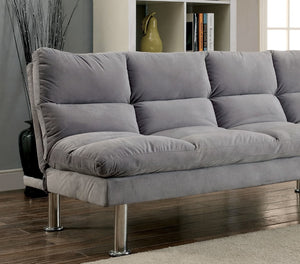 English Elm Contemporary Microfiber Futon Sofa Converts to Bed with Chrome Legs, Compact Space-Saving Design, Durable Upholstery Gray 40 L x 67 W x 8 H B2741P363779