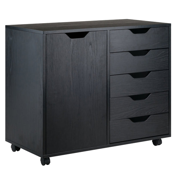 Winsome Wood Halifax 5-drawer Mobile Storage Cabinet - Versatile Organizer With Wheels For Home & Office Use Black Composite Wood 20630-winsome-wood