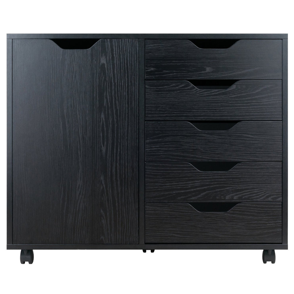 Winsome Wood Halifax 5-drawer Mobile Storage Cabinet - Versatile Organizer With Wheels For Home & Office Use Black Composite Wood 20630-winsome-wood