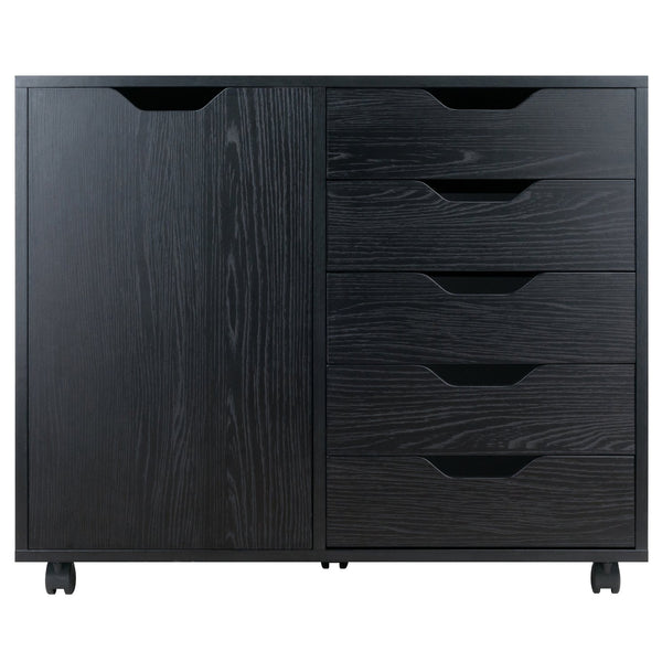 Winsome Wood Halifax 5-drawer Mobile Storage Cabinet - Versatile Organizer With Wheels For Home & Office Use Black Composite Wood 20630-winsome-wood