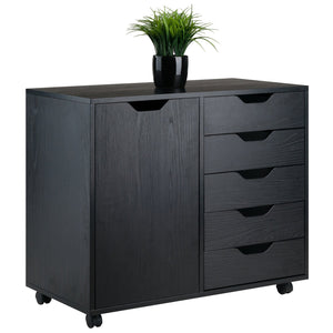 Winsome Wood Halifax 5-drawer Mobile Storage Cabinet - Versatile Organizer With Wheels For Home & Office Use Black Composite Wood 20630-winsome-wood